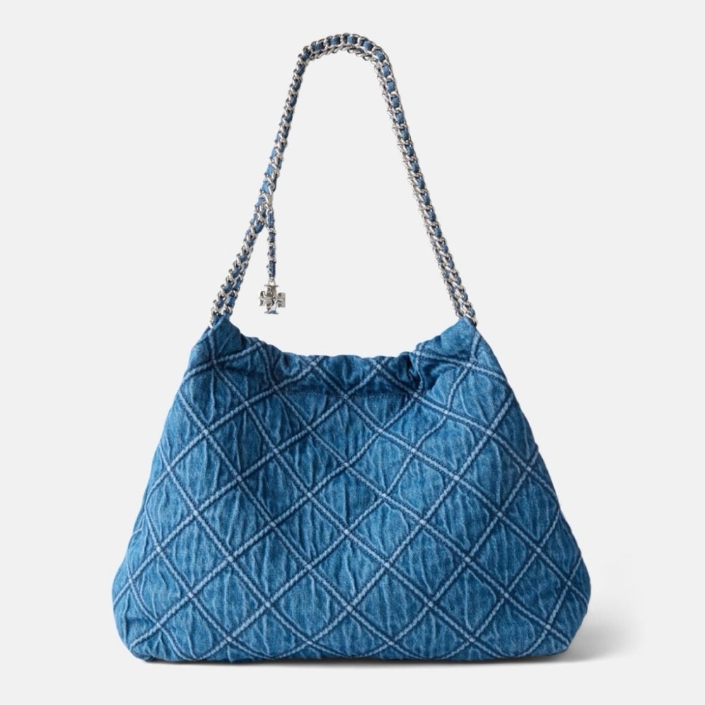TORY BURCH Fleming Denim Hobo Bag